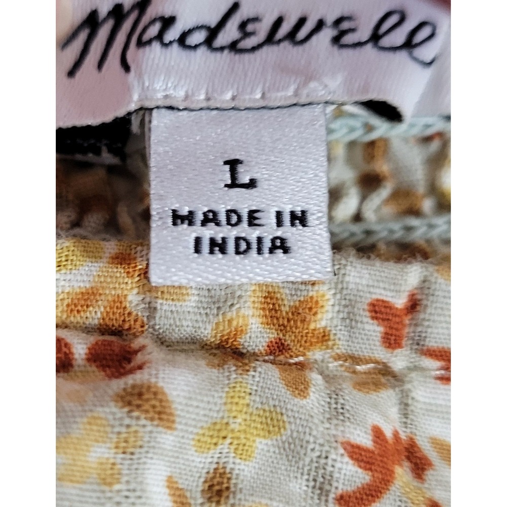 Madewell Square Neck Women's Floral Crop Top Blouse Size L Peasant Boho 1889 - Picture 4 of 4